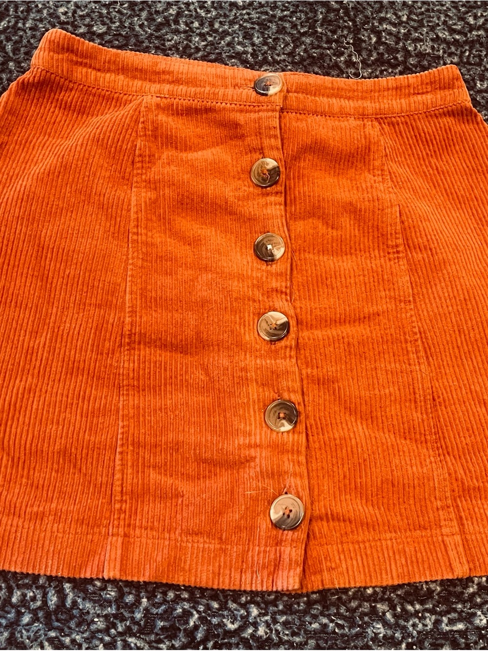 Justfab Button-Front Corduroy Mini Skirt in Burnt Orange